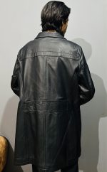Black Leather Coat Vintage Oversized Leather Jacket - Image 3